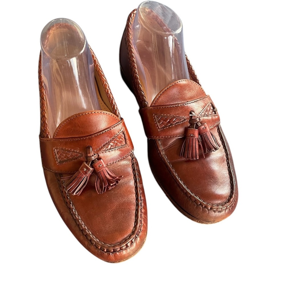 Allen Edmonds Maxfield Men's 10 D Brown Leather Tassel Loafers Dress Shoes 47716